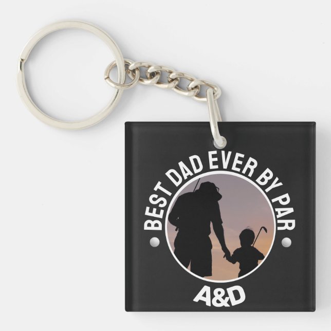 Custom Photo personalised Best Dad Ever By Bar  Key Ring (Front)