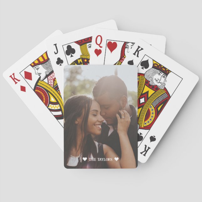 Custom Photo Personalised Couple Love Heart Playing Cards (Back)