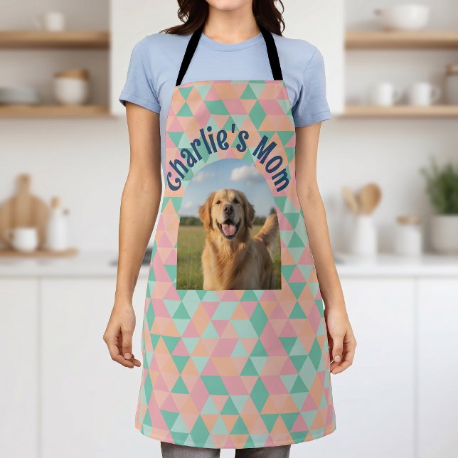 Custom Photo Personalised Dog Mum Geometric Apron (Creator Uploaded)