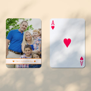 Custom photo personalised family name modern playing cards