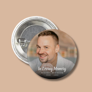 Custom Photo Personalised Funeral Memorial 3 Cm Round Badge