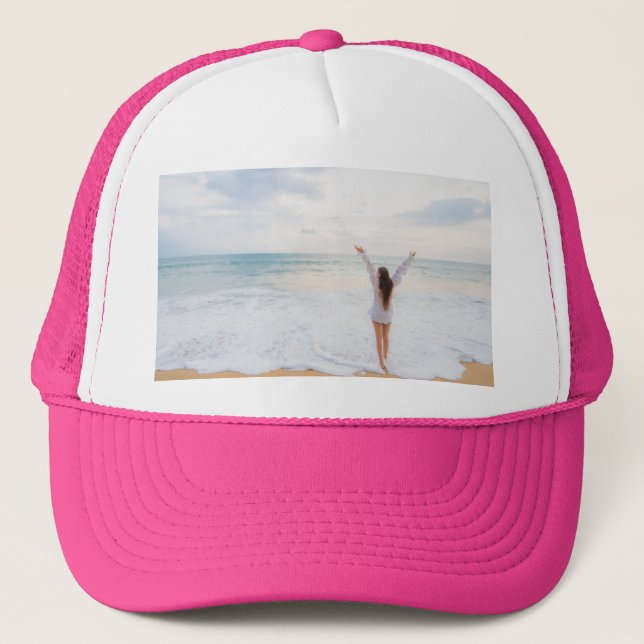 Custom Photo Personalised Gift, Chic for Girls Trucker Hat (Front)