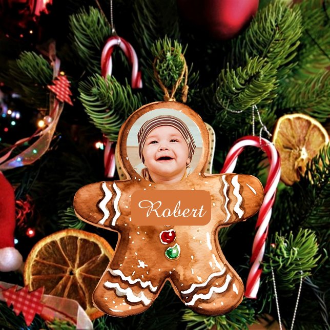 Custom photo personalised gingerbread man ornament photo sculpture decoration (Creator Uploaded)