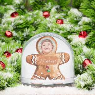 Custom photo personalised gingerbread man  snowglobe
