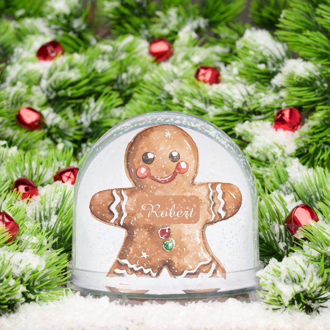 Custom photo personalised gingerbread man  snowglobe (Christmas)