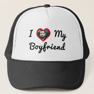 Custom Photo Personalised I Love My Boyfriend Trucker Hat
