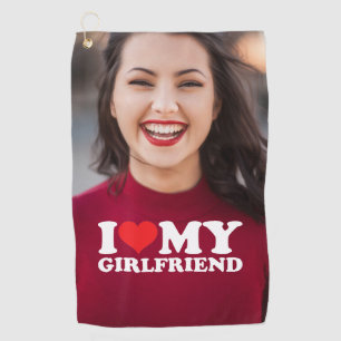 Custom Photo Personalised I Love My Girlfriend Golf Towel