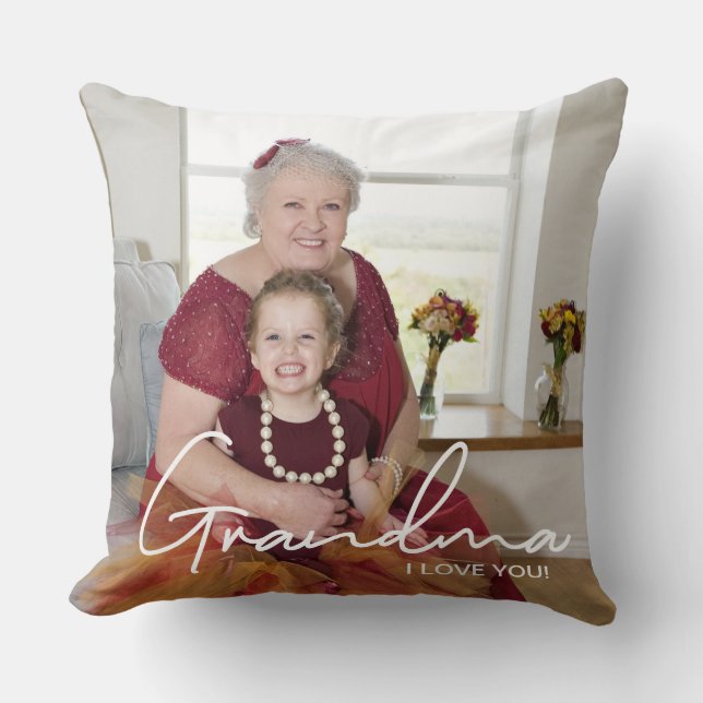 Custom Photo Personalised I love You Grandma Cushion (Front)