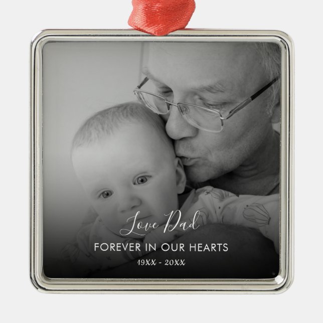 Custom Photo Personalised Memorial Death Metal Orn Tree Decoration (Front)