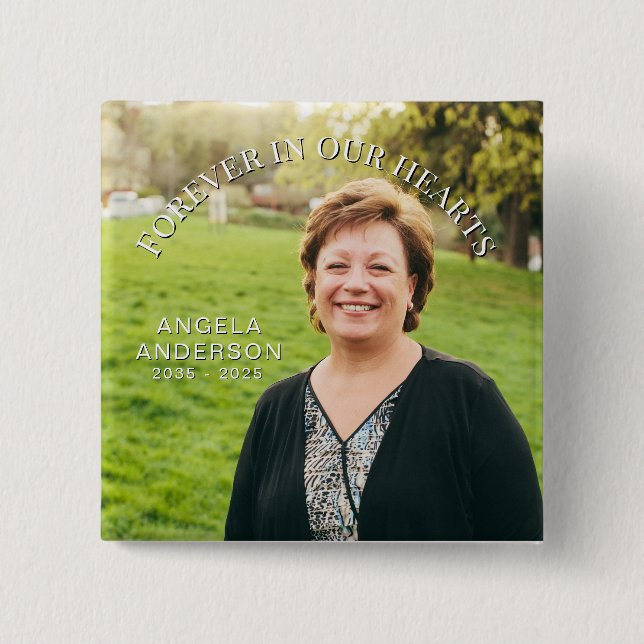 Custom Photo Personalised Memorial Tribute Funeral 15 Cm Square Badge (Front)