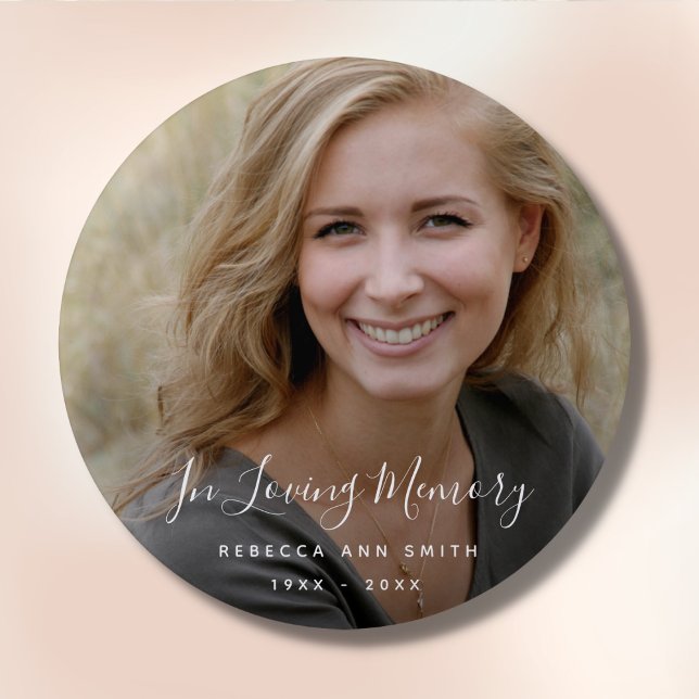 Custom Photo Personalised Memorial Tribute Funeral 3 Cm Round Badge (Creator Uploaded)