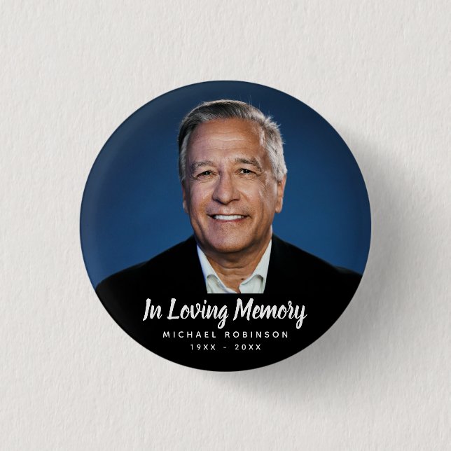 Custom Photo Personalised Memorial Tribute Funeral 3 Cm Round Badge (Front)