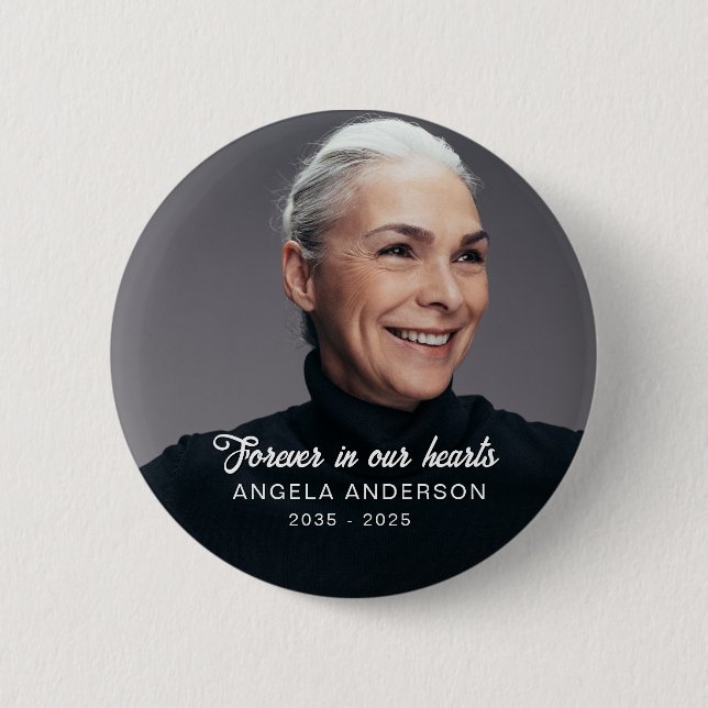 Custom Photo Personalised Memorial Tribute Funeral 6 Cm Round Badge (Front)
