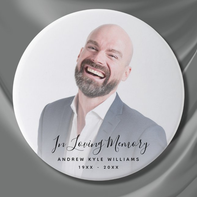 Custom Photo Personalised Memorial Tribute Funeral 7.5 Cm Round Badge (Photo Memorial Buttons)