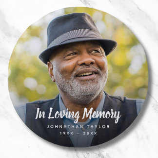 Custom Photo Personalised Memorial Tribute Funeral Classic Round Sticker