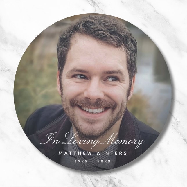 Custom Photo Personalised Memorial Tribute Funeral Classic Round Sticker (Photo Memorial Stickers)