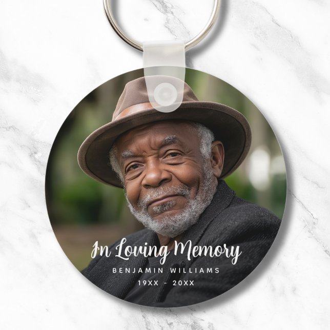 Custom Photo Personalised Memorial Tribute Funeral Key Ring (Photo Memorial Keychain)
