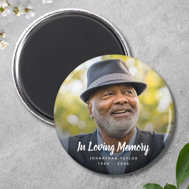 Custom Photo Personalised Memorial Tribute Funeral Magnet (Photo Memorial Button)