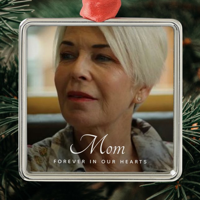 Custom Photo Personalised Memorial Tribute Funeral Metal Tree Decoration (Mom Photo Memorial Ornament)