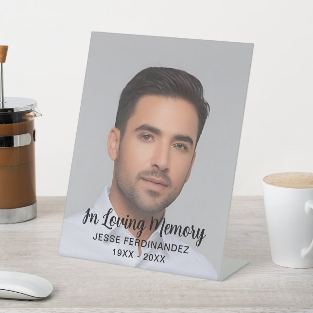 Custom Photo Personalised Memorial Tribute Funeral Pedestal Sign (In SItu)