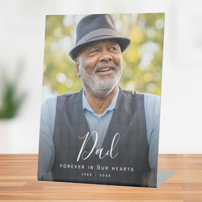 Custom Photo Personalised Memorial Tribute Funeral Pedestal Sign (Dad Photo Memorial Sign)