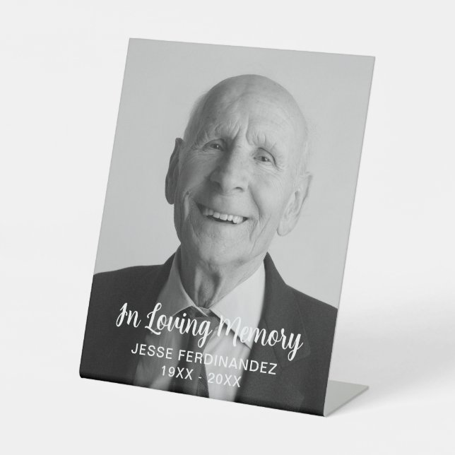 Custom Photo Personalised Memorial Tribute Funeral Pedestal Sign (Front)