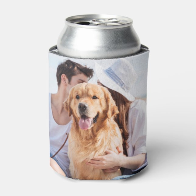 Custom Photo Personalised Name Date Wedding Can Cooler (Can Front)