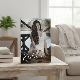 Custom Photo Personalised Name Elegant Keepsake Block
