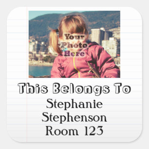 Custom Photo Personalised Name Kids School Label