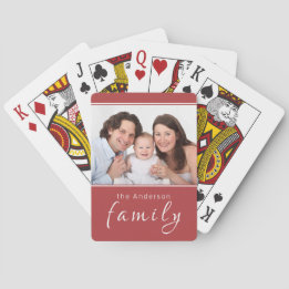 Custom Photo Personalised Name Red Playing Cards