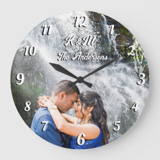 Custom photo personalised name white letters large clock