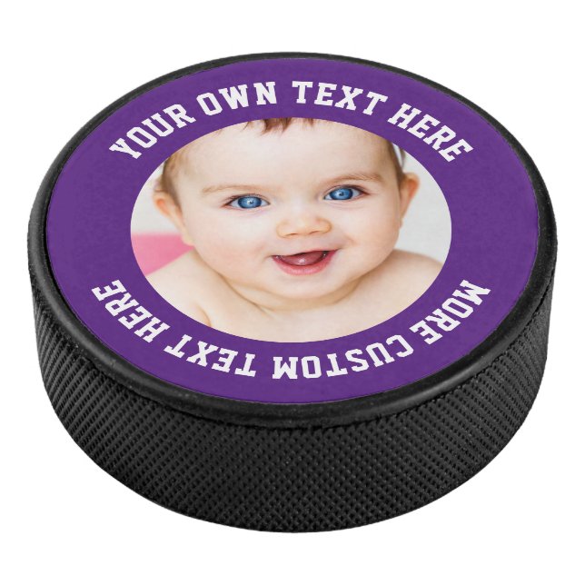 Custom Photo Personalised Purple Hockey Puck (3/4)
