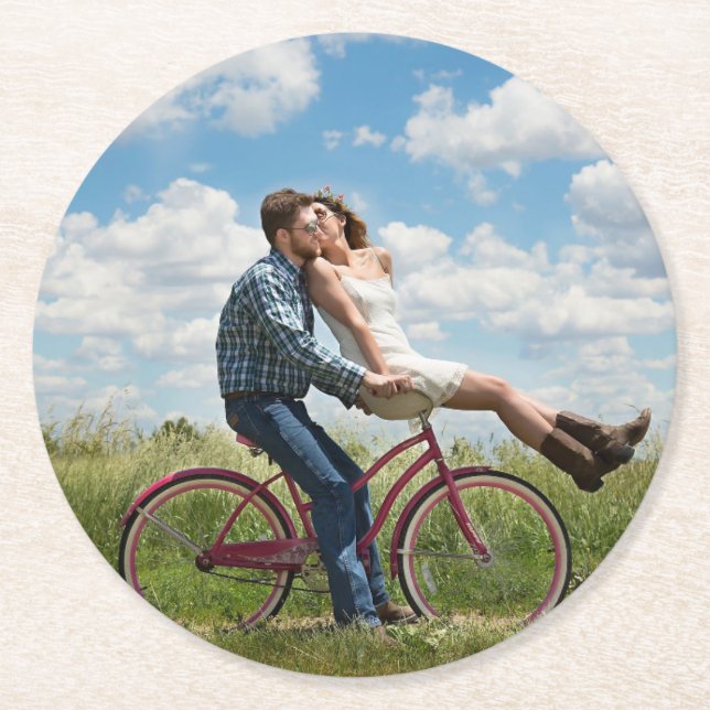 Custom Photo Personalised Round Paper Coaster (Front)