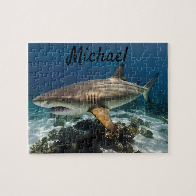Custom Photo Personalised shark fish Personalised  Jigsaw Puzzle (Horizontal)