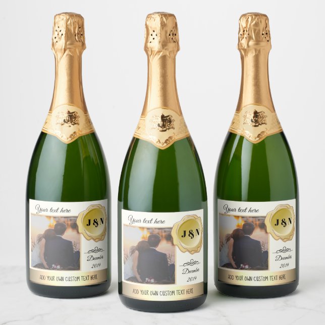 Custom Photo Personalised Sparkling Wine Bottle La Sparkling Wine Label (Bottles)