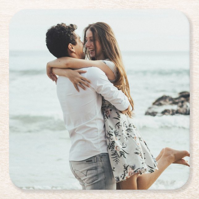 Custom Photo Personalised Square Paper Coaster (Front)