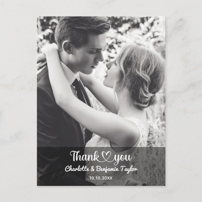 Custom Photo Personalised Stylish Romantic Wedding Postcard (Front)