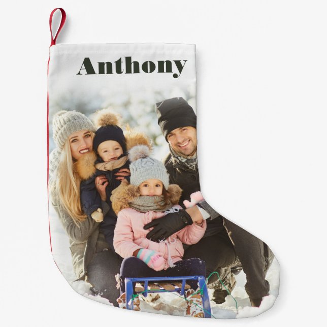 Custom Photo Personalised with Name Small Christmas Stocking (Front)