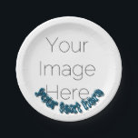 Custom Photo – Personalized blue text  Paper Plate<br><div class="desc">Bring personality and fun to your next celebration with this Custom Photo Paper Plate! Upload one favorite picture and add your own funky text to create a bold, colorful design that’s sure to make guests smile. Perfect for birthdays, graduations, or any party that needs a personal, playful touch. ✨ Features:...</div>