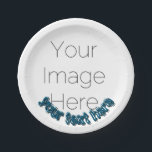 Custom Photo – Personalized blue text  Paper Plate<br><div class="desc">Bring personality and fun to your next celebration with this Custom Photo Paper Plate! Upload one favorite picture and add your own funky text to create a bold, colorful design that’s sure to make guests smile. Perfect for birthdays, graduations, or any party that needs a personal, playful touch. ✨ Features:...</div>
