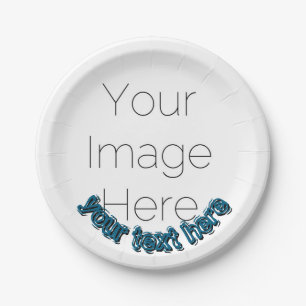 Custom Photo – Personalized blue text  Paper Plate