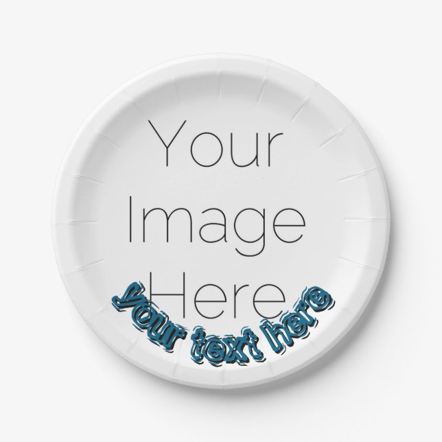 Custom Photo – Personalized blue text  Paper Plate (Front)