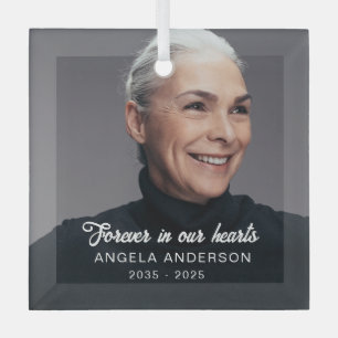 Custom Photo Personalized Memorial Tribute Funeral Glass Tree Decoration