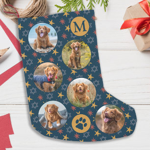 Custom Photo Pet Dog Blue Small Christmas Stocking
