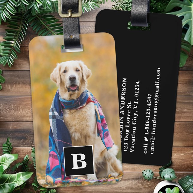 Custom Photo Pet Dog Lover Personalised Monogram Luggage Tag (Creator Uploaded)