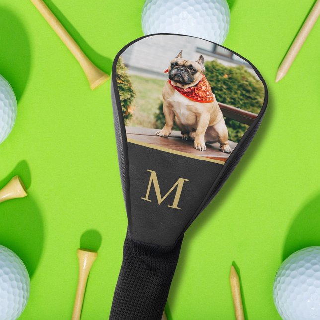 Custom Photo Pet Family Dog Monogram Leather Look Golf Head Cover (Creator Uploaded)
