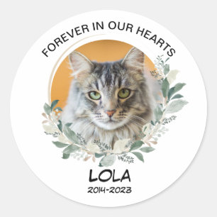 Custom Photo Pet Memorial with dates Classic Round Sticker