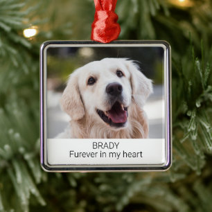 Custom Photo Pet Memorial with Name Christmas Metal Tree Decoration