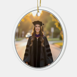 Custom Photo PhD Doctoral Degree Graduation Ceramic Tree Decoration