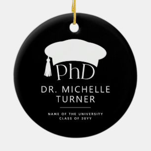 Custom Photo PhD Doctoral Degree Graduation Ceramic Tree Decoration
